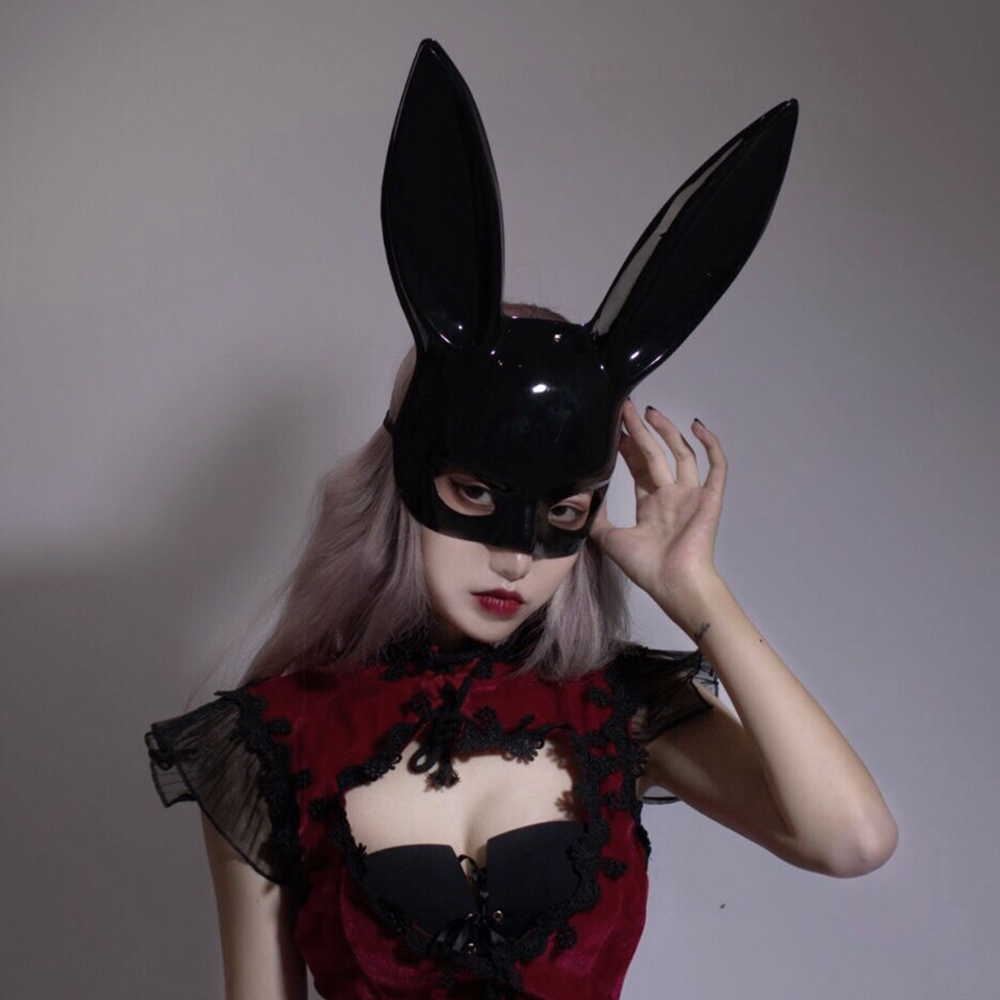 Gothic Womens Black Rabbit Cosplay Mask Eye Mask Sexy Halloween Mask Cosplay Costume Party Mask