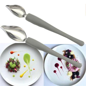 Chef Sauce Plating Art Pencil Dessert Decorating Draw Design Kitchen Stainless Steel Portable Sauce Painting Pencil Spoon