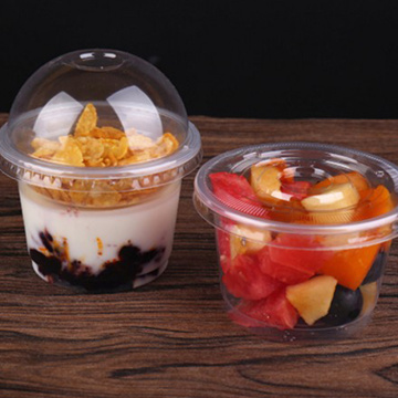 120/150/250ml Disposable Salad Cup Transparent Plastic Dessert Bowl Container with Lid for Bar Cafe Home (Dome Lid with Hole)