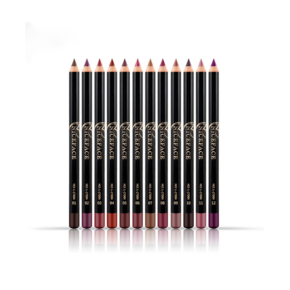 NICEFACE 12pcs/set Waterproof Lip Liner Makeup Set Long Lasting Matte Lipsticks Nude Lip Pencil Pen