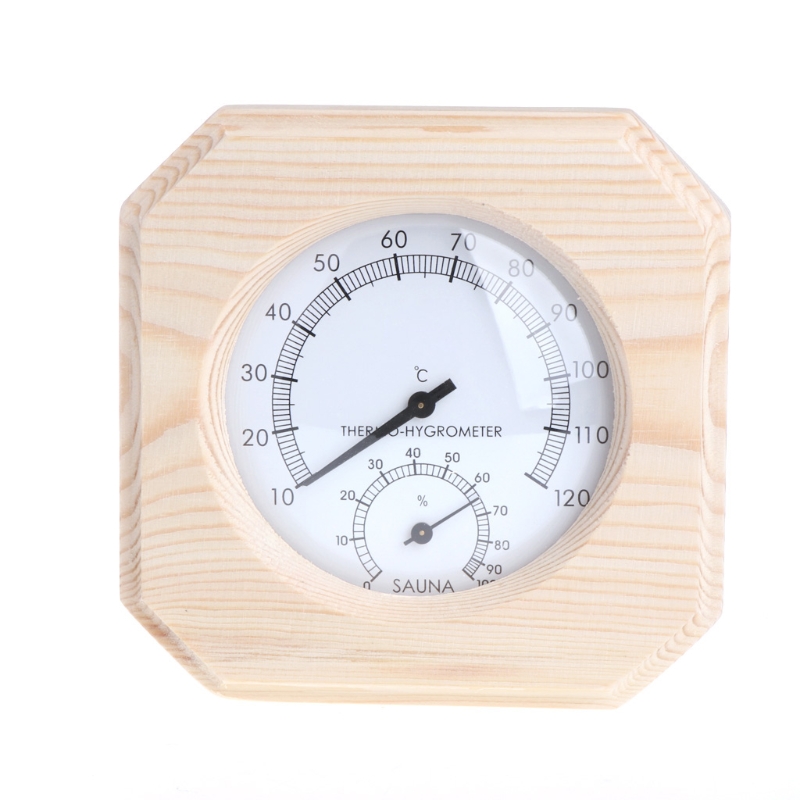 Sauna Room Wood Thermometer Hygrometer Hygrothermograph Temperature Instrument Dropship