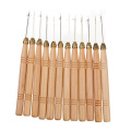 Pack of 12 Useful Micro Ring Link Hair Extension Wooden Pull Hook Needle Threader DIY Tool