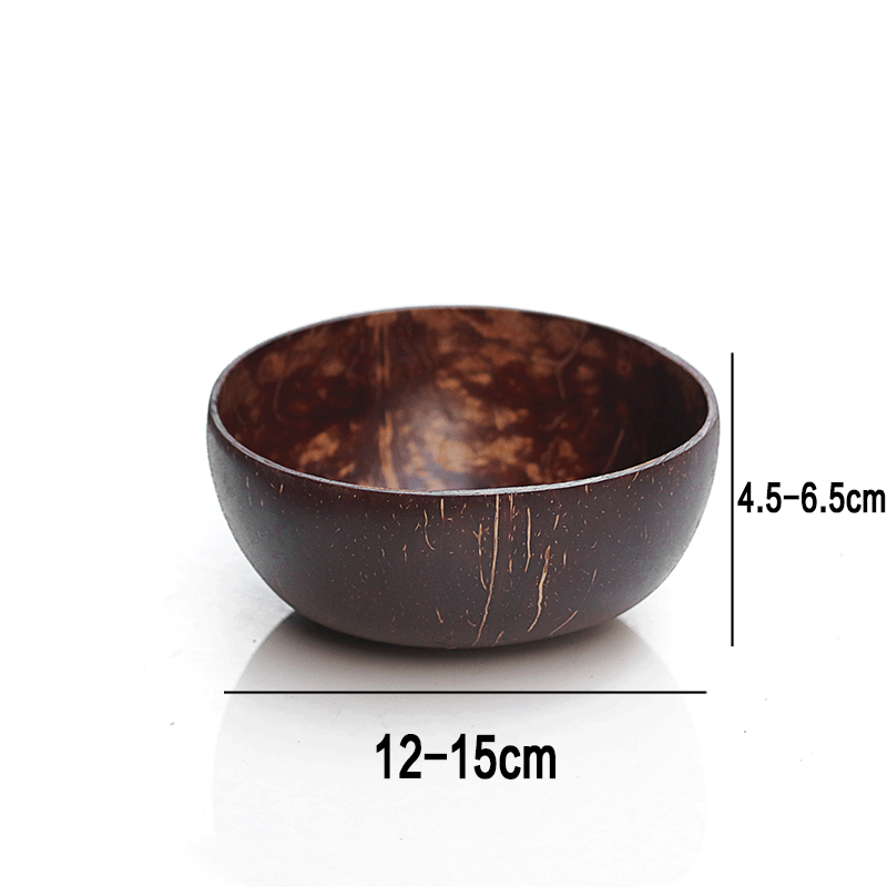 12-15cm Natural Coconut Bowl wooden Salad Ramen bowl Coconut Wood Spoon Set coco smoothie Kitchen tableware Coconut bowl