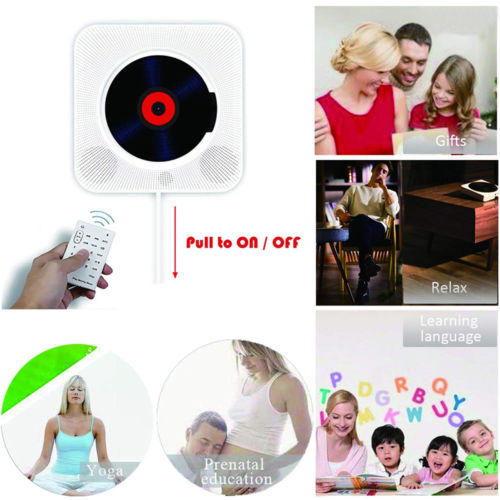 Wall Mounted CD Player Surround Sound FM Radio Bluetooth USB MP3 Disk Portable Music Player Remote Control Stereo Speaker Home