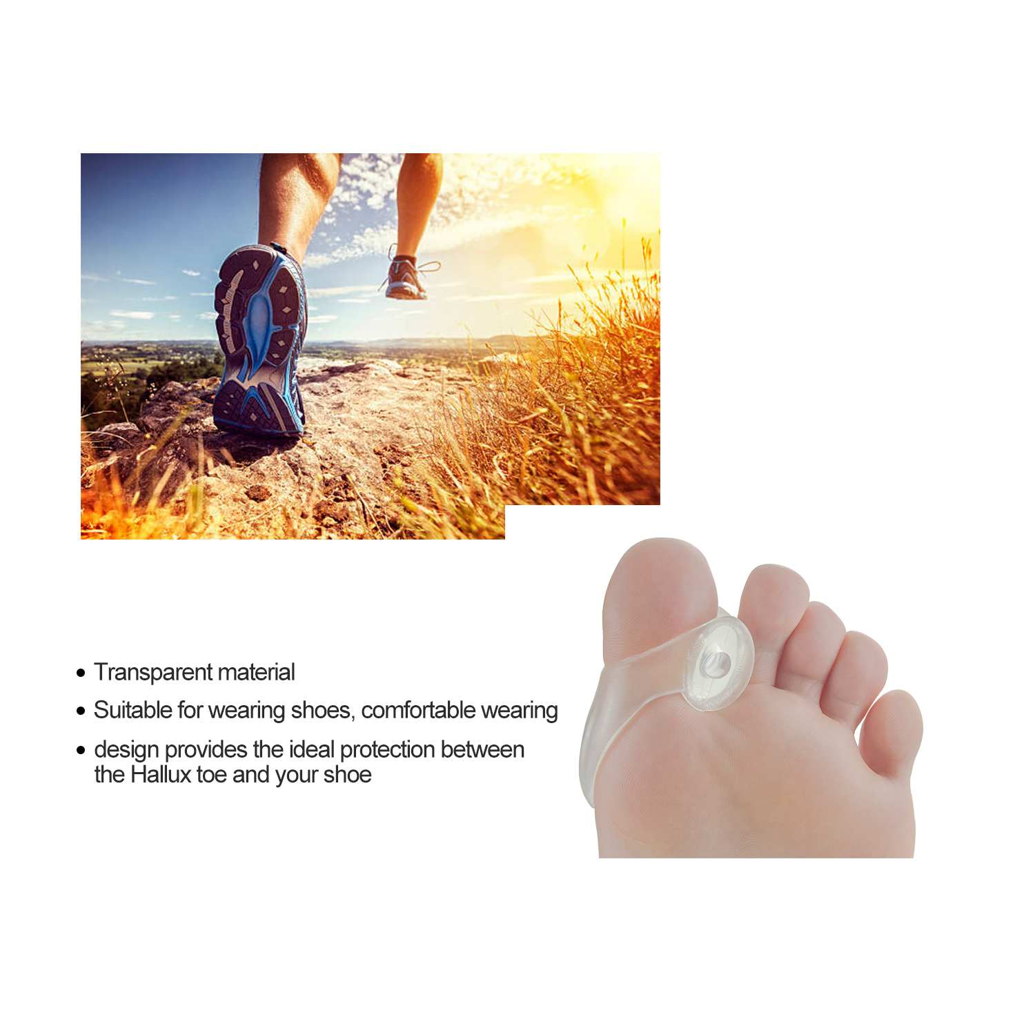 2pcs Thumb Valgus Big Toe Separator Bunion Adjuster Silicone Gel Protector Pedicure Foot Tool Pain Relief Foot Care C401-old