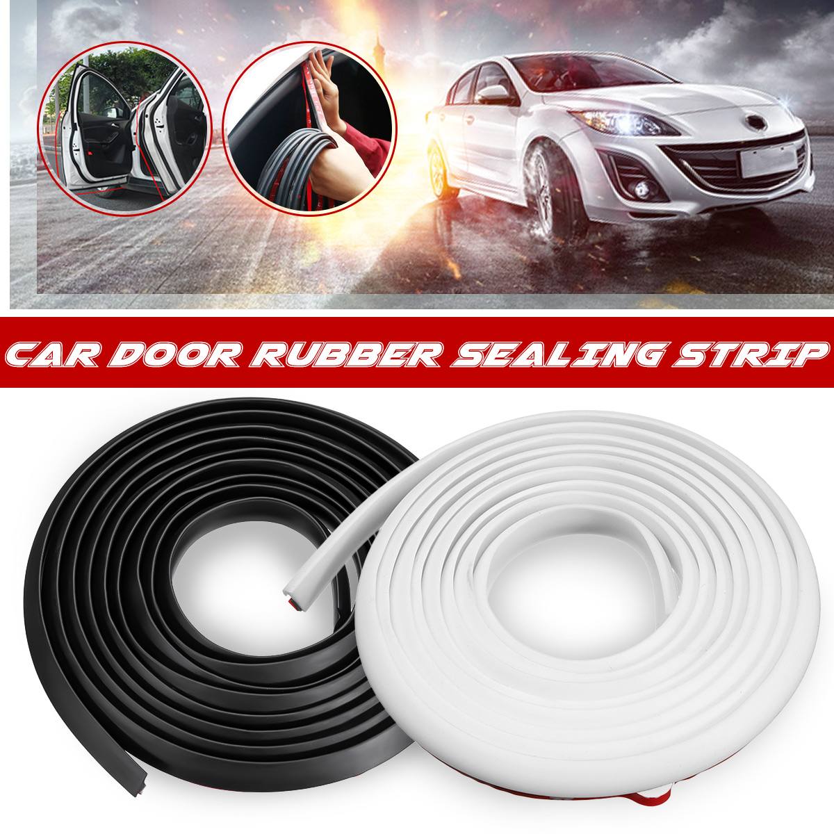 2M 13mm Slanted T-Type Car Door Gap Rubber Sealing Strip Sticker Seal Sound Insulation Weatherstrip Edge Sealant Black White