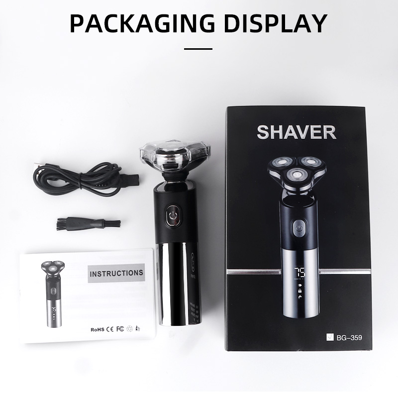 USB Rechargeable Beard Trimmer Dry Wet Waterproof Shaving Machine 3D Head Washable Razor LED Display Electric Shaver for Man