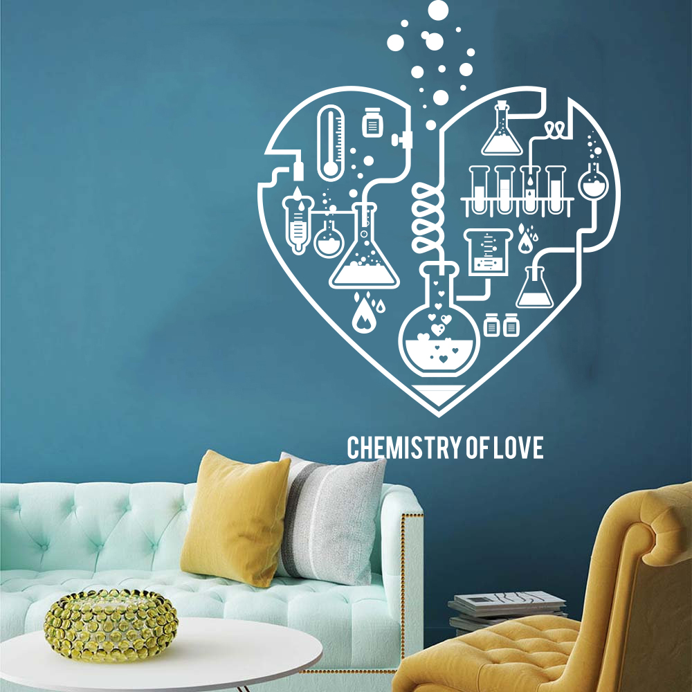 Large Chemistry Science Abstract Heart Wall Decal Laboratory Classroom Geek Chemistry Science Valentine Wall Sticker LW318