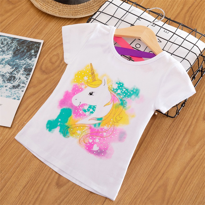 Unisex Baby Summer T Shirt Unicorn Printed Rainbow Tops Tees Kids Children Casual Clothing Comfy T-shirt For Girls Boys Shirts