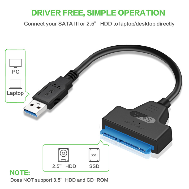 Ingelon USB Adapter Cable SSD Sata to usb 3.0 Up to 6 Gbps Support 2.5 Inches 250mm External SSD HDD Hard Drive 22 Pin Sata III