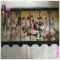 Antique folding six screen Huaqing bath imperial concubine picture Chinese style lacquer painting handicraft Ornament