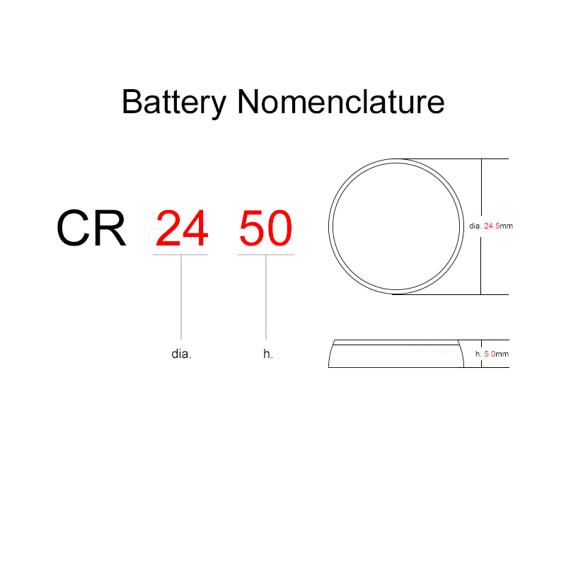 Lithium Button Coin Cell Batteries Li-ion Rechargeable Battery LIR2450 3.6V 5 PCS - 2450 Replaces CR2450