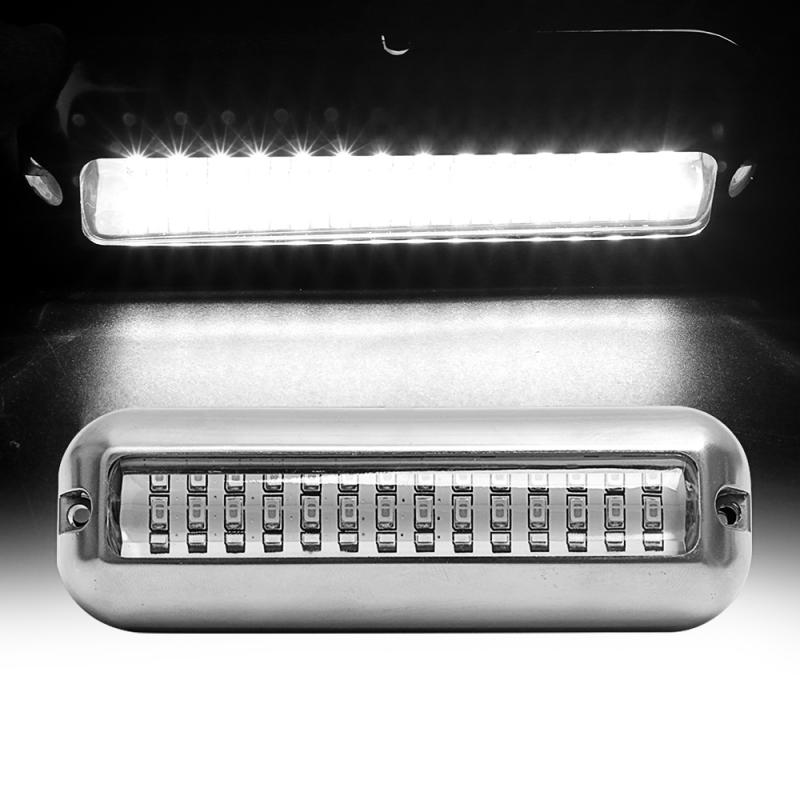 42LED Underwater Boat Transom Light Stainless Steel Under Water Pontoon Waterproof Lamp Marine Fog Light Headlight Boat Yacht