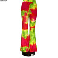 CM.YAYA Autumn Women Fashion Tie Dye Print High Waist Skinny Flare Pants Vintage Bell Bottom Jogger Sweatpants Trousers