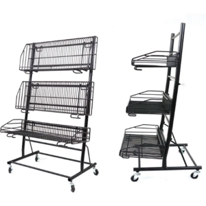 Supermarket Magazine Display Rack With Wheels