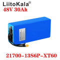 LiitoKala 48V 30Ah 21700 5000mah 13S6P Lithium ion battery Scooter Battery 48v 30ah Electric Bike Battery XT60 plug