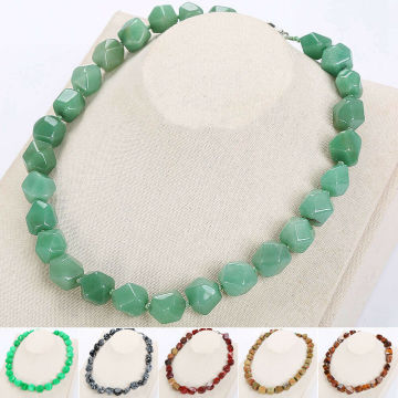 Fashion Women Irregular Beads Necklace Natural Stone Choker Bib Collar Jewelry Brazil Opal Sandstone Unakite Accessories