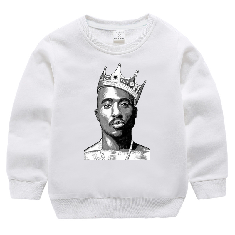 New Kpop Tupac Print Tops Kids Baby Boys Girls Hoodies Sweatshirts Hip Hop Hoodie Girls Streetwear Casual Cotton Tops Sweatshirt