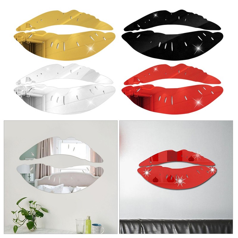 Sexy 3D Mirror Kiss Lip Wall Sticker Acrylic DIY Kitchen Living Room Bedroom Stickers Mural Decal Home Decoration Accessories