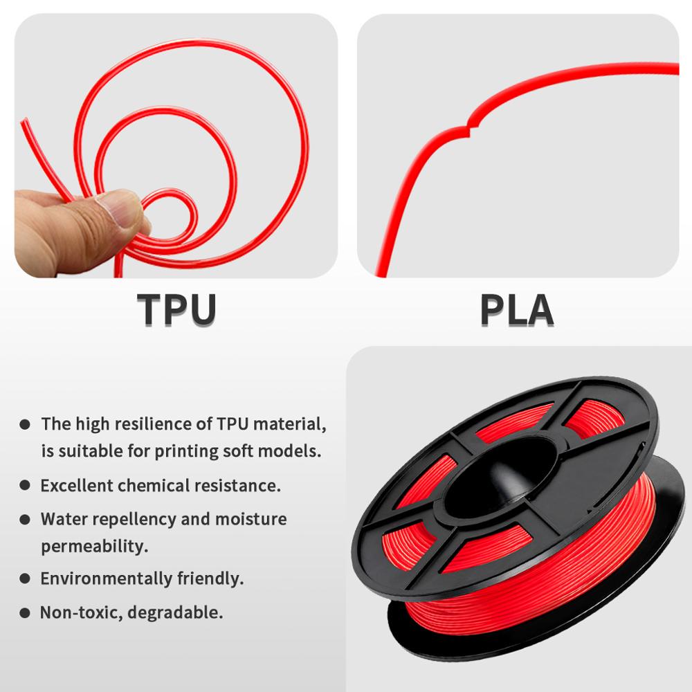 3D Printer Filament TPU 0.5kg Flexible Red Color Diameter 1.75mm Tolerance +/-0.02mm 100% No Bubble Non-toxic Printing Material