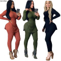 New Autumn Winter Women's Set Tracksuit O Neck Full Sleeve Top Pants Suit Two Piece set Knitting Solid Outfits Sporty GL8081