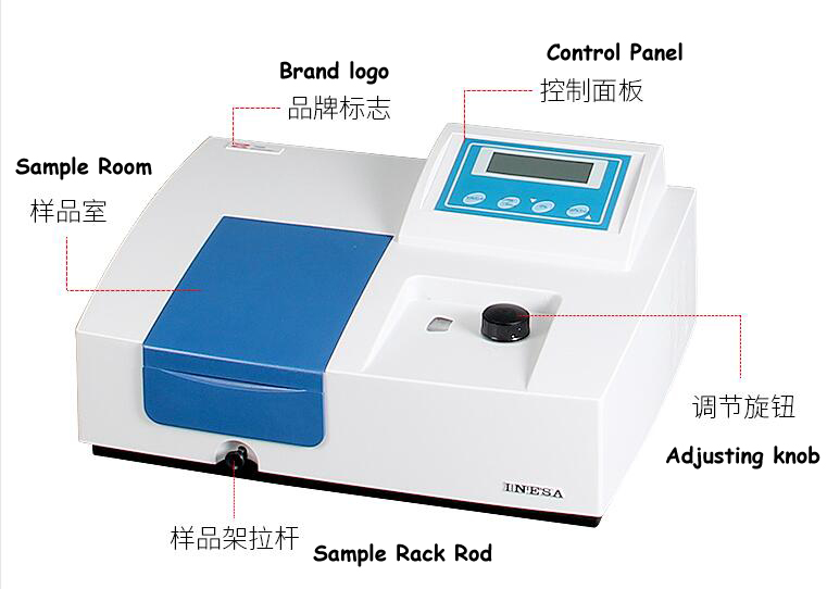Laboratory Spectrometer Ultraviolet Visible Spectrophotometer with LCD Display UV Visible Light
