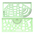 uxcell 11 in 1Set Geometric Drawing Template Measuring Ruler Plastic 20cm for Art Design Building Formwork Network Technique