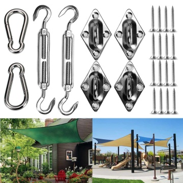 24Pcs Stainless Steel Sun Sail Shade Accessories Garden Canopy Fixing Fittings Hardware Shade Sail Replacement Fitting Tools