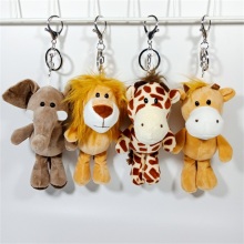 12cm Soft lion Elephant Tiger Forest Animal Plush Toys Stuffed Animals Small Pendant Key Chains Christmas Birthday Gifts
