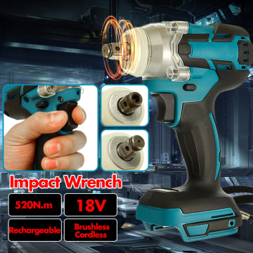 18V 520Nm Electric Brushless Impact Wrench Rechargeable 1/2 Socket Cordless Wrench Power Tool For Makita Battery DTW285Z