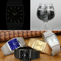WWOOR Luxury Gold Watches For Men Square Quartz Watch Slim Steel Mesh Waterproof Date Wrist Watch Men Top Gift Relogio Masculino