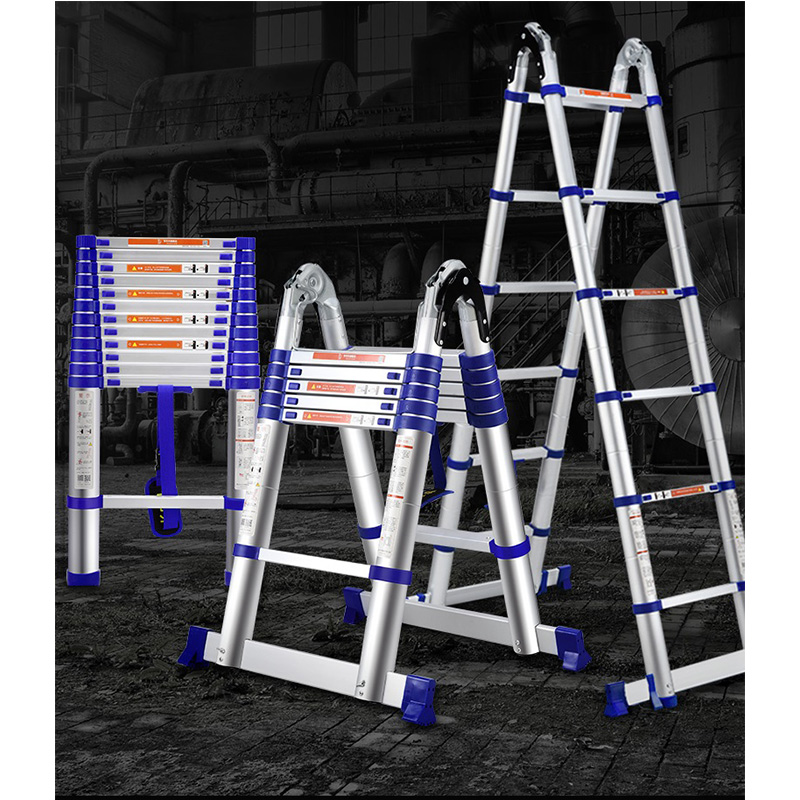 High Quality Thickening Aluminium Alloy Herringbone Ladder Portable Household 9+9 Steps Telescopic Ladders (2.55M+2.55M)