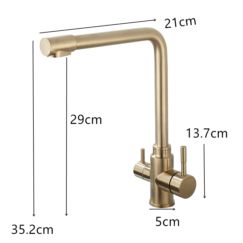 Waterfilter Tap Kitchen Faucet Brushed Gold Mixer Drinking Kitchen Purify Faucet Kitchen Sink Tap Water Tap Crane For Kitchen