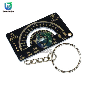 4CM Multifunctional PCB Measuring Ruler Tool Engineering Ruler with Keychain Protractor Measurement Tool