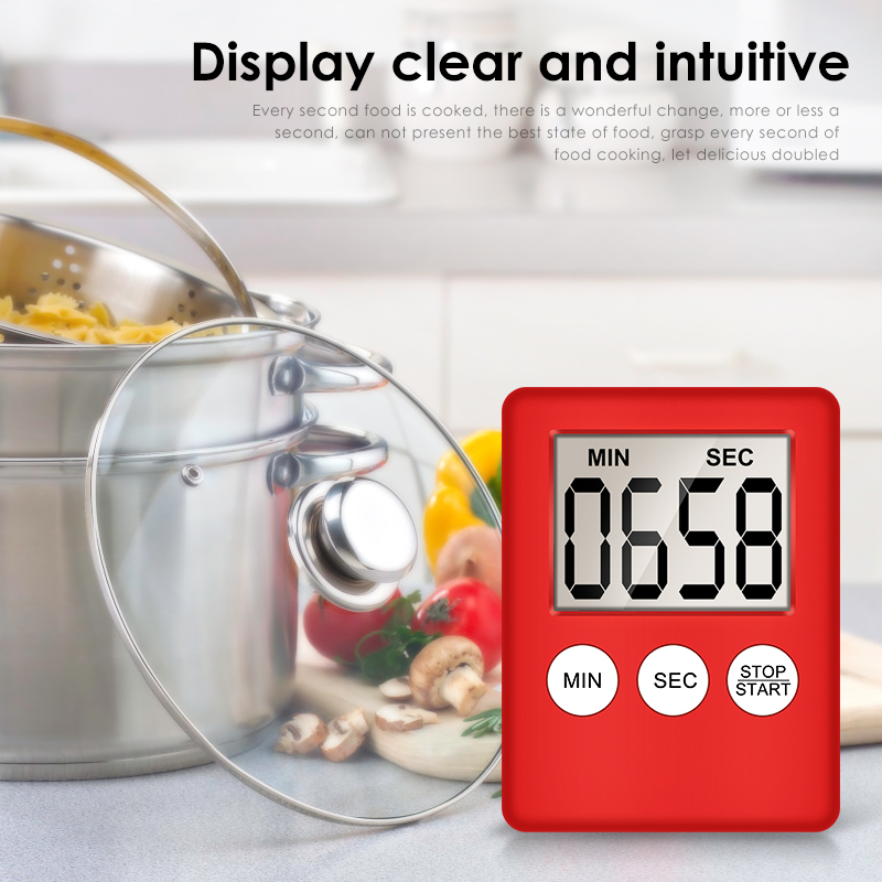 Super Thin LCD Digital Clock Kitchen Cooking Timer Count Down Alarm Stopwatch for Cooking Baking Sports Games