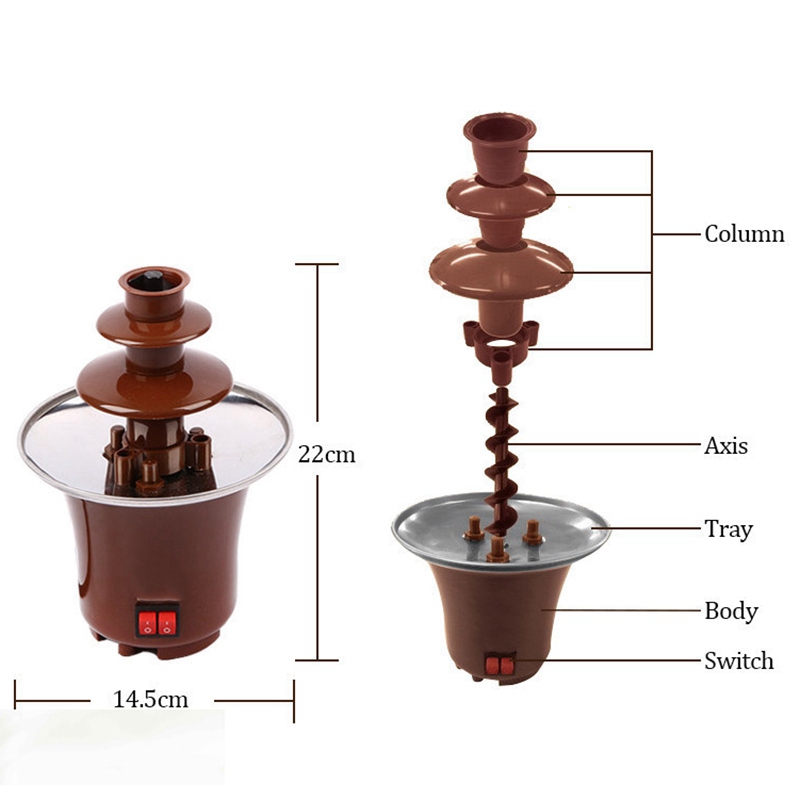 Mini Three Layers Chocolate Fountain Creative Chocolate Melt With Heating Fondue Machine Diy Melt Waterfall Pot