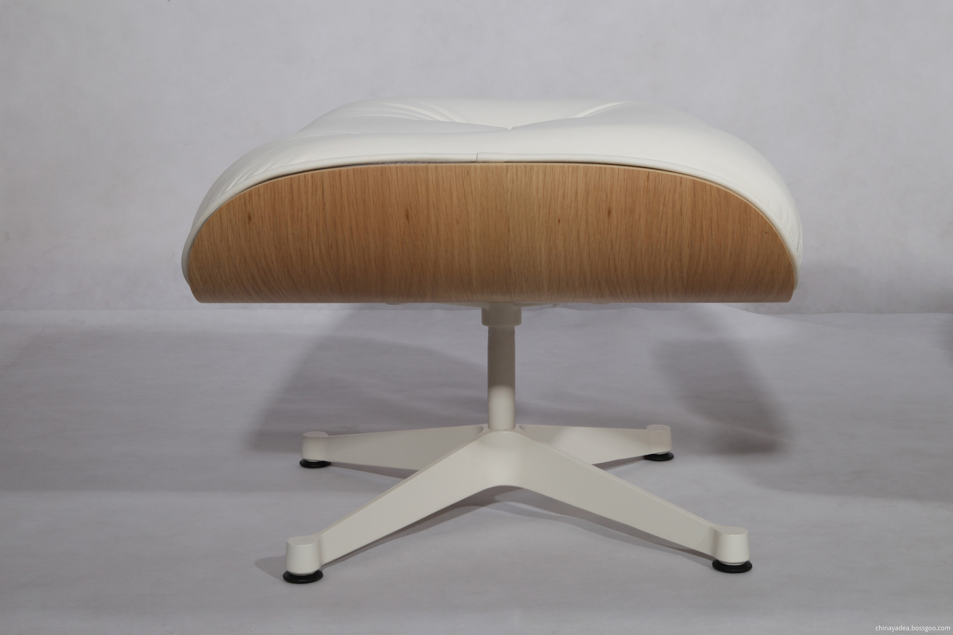 white aniline leather ottoman