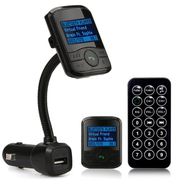 LCD Car Kit MP3 Bluetooth Player FM Transmitter Modulator SD MMC USB Remote Audio/Music Playback Via Bluetooth A2DP DC 9-26V