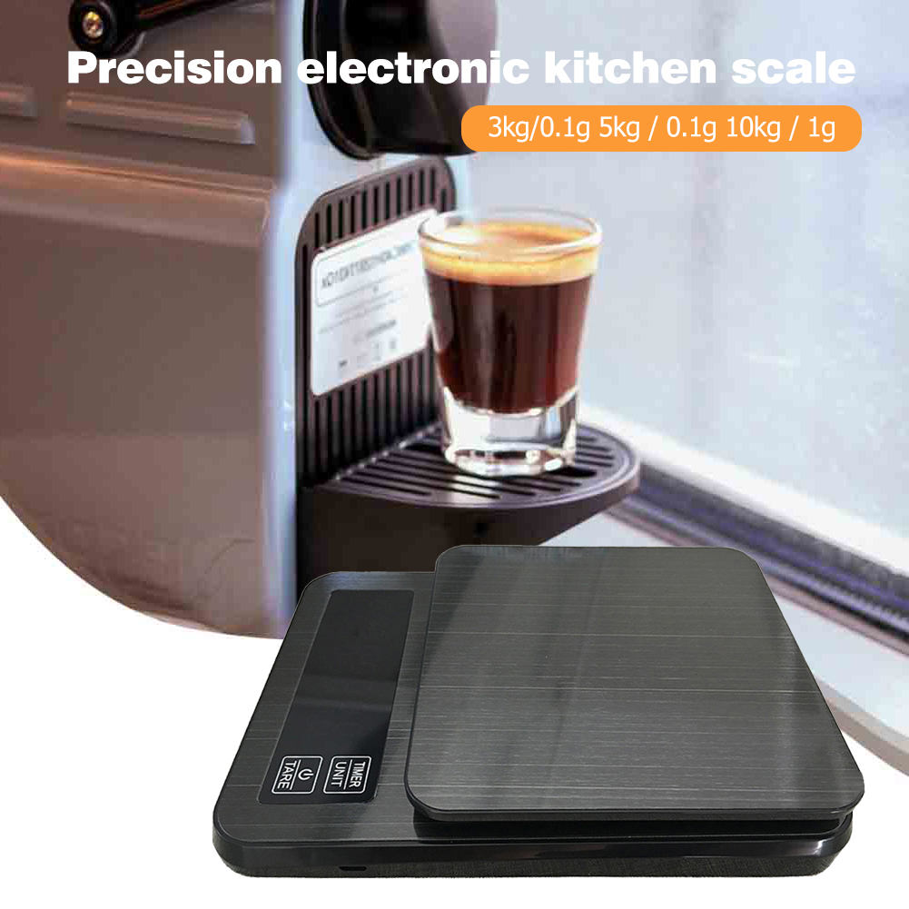LCD Digital Kitchen Scale Drip Coffee Electronic Food Scales with Timer Diet Scales Measuring Tool Slim Balance Measuring Weight