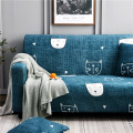 Lovely Cartoon Cat Animal Pattern Sofa Cover Flower Geometric Print Stretch All-inclusive Slipcover Elastic L-shaped Couch Cover