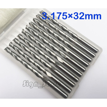 10pcs/lot 3.175 X 32mm Carbide CNC Two Flute Spiral Bits for Cutting Router End Mill CUTTER Tool From Factory Free Ship