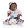56CM African American reborn baby girl doll in black full body soft silicone bebe doll reborn Bath toy Anatomically Correct
