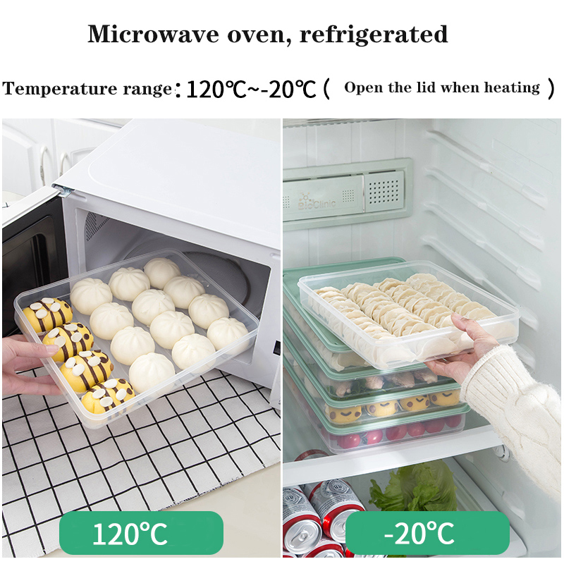 Food Storage Box Dumpling Storage Box Refrigerator Crisper Organizer Kitchen Accessories Sealed Box Vegetable Holder Microwave