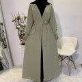 Latest Plain Simple Design Islamic Clothing Kimono Cardigan Muslim Women Dubai Abaya Dubai Middle East Fashion Style