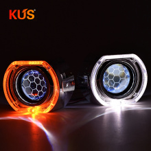 2.5inch honeycomb Bi xenon hid Projector lens for led day running white angel eyes H1 H4 H7 retrofit car assembly kit