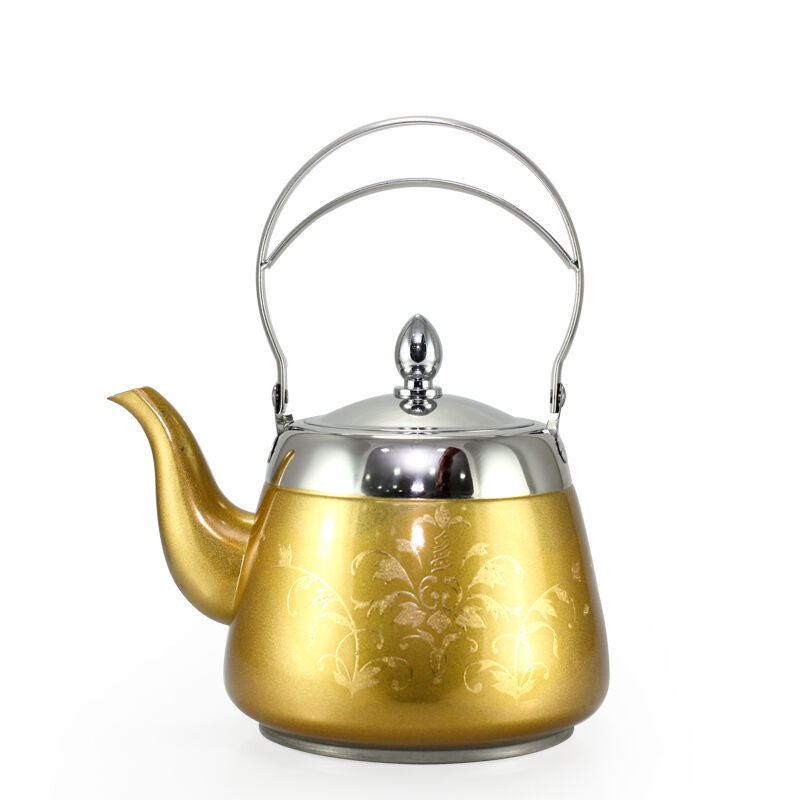 With Tea Filter Stainless Steel Water Kettle Flower Pattern Palace Tea Pot Thicker Bottom Kung Fu Tea Kettle Coffee Pot