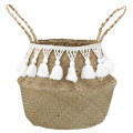 Tassel Seagrass Wicker Basket Laundry Baskets Container Hand Woven Garden Flower Vase Pot Hanging Basket Home Decor Planter