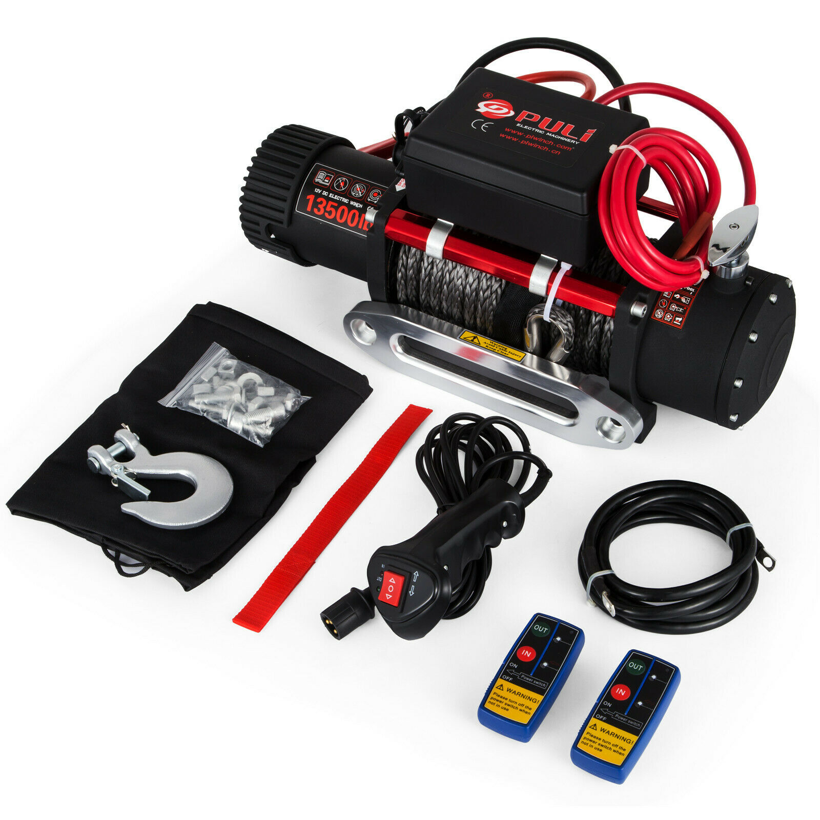 12V Electric Winch ATV Recovery Winch 6120 KG 13500LBS Winch Synthetic Rope with Remote Control for ATV UTV