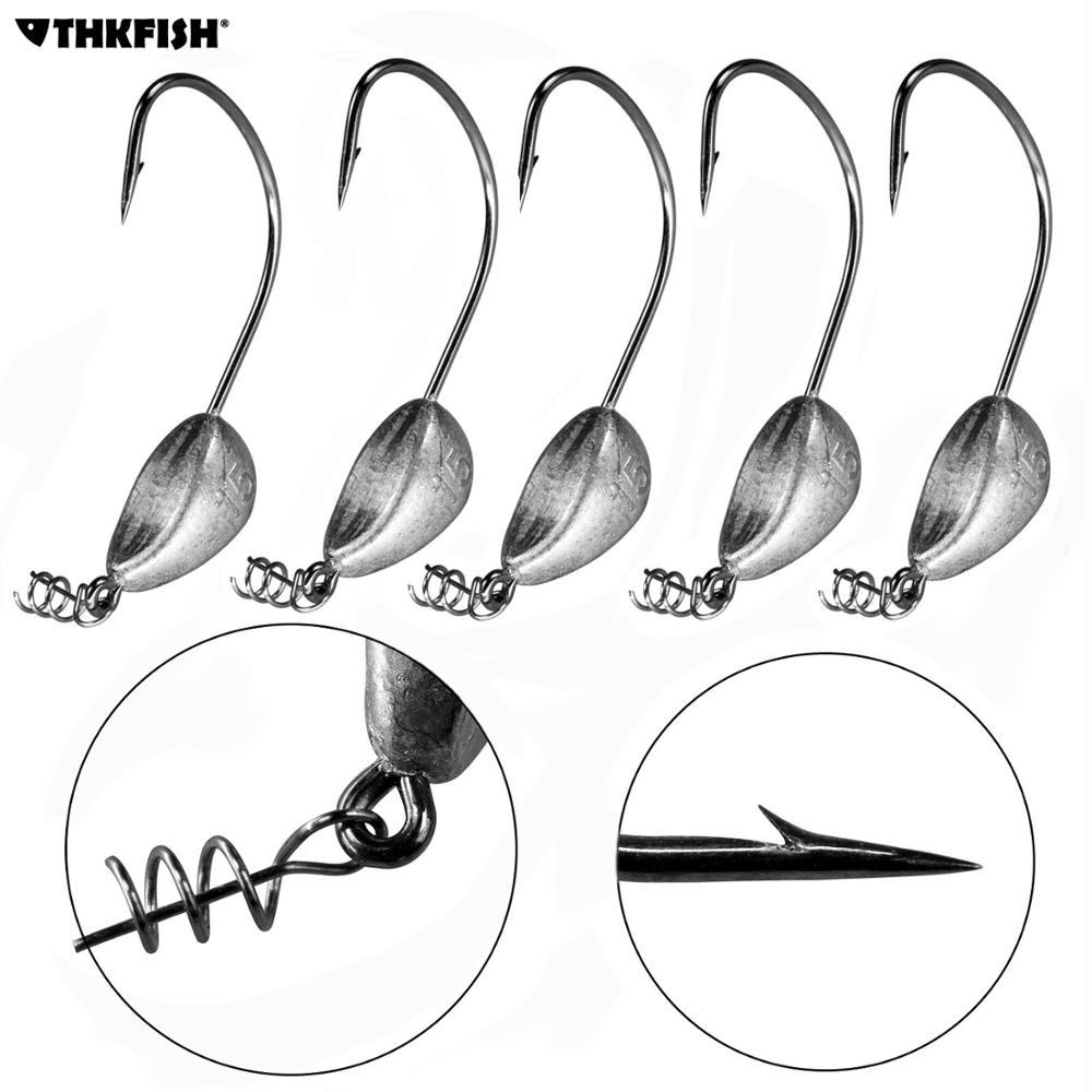 5pcs/lot Jig Head Fishing Hooks 3.5g 5g 7g 10g 15g 18g 21g Stand Up Lead Head Hook with Screw-in bait keeper For Bass Fishing