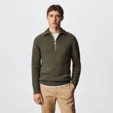 Mens Casual Semi Zipper Sweater Top